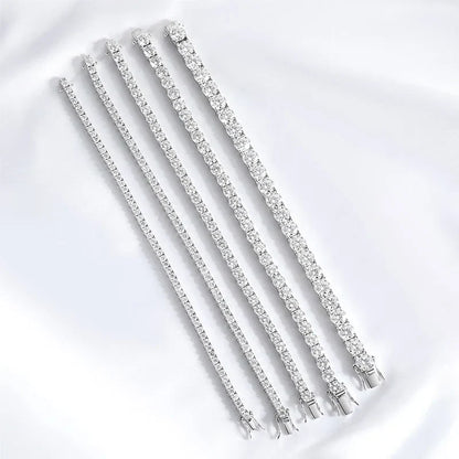 18k Plated 2-4mm Zircon/moissanite Tennis Bracelet for Women Man Full Diamond Original Real 925 Sterling Silver Jewelry