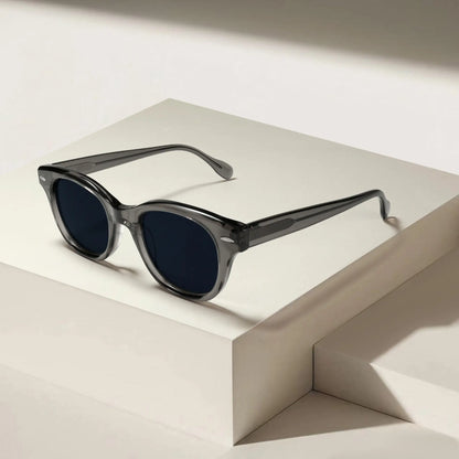 Transparent Grey Acetate Sunglasses Vintage Rivet UV400 Non Polarized Lens High Quality Unisex Sun Glasses