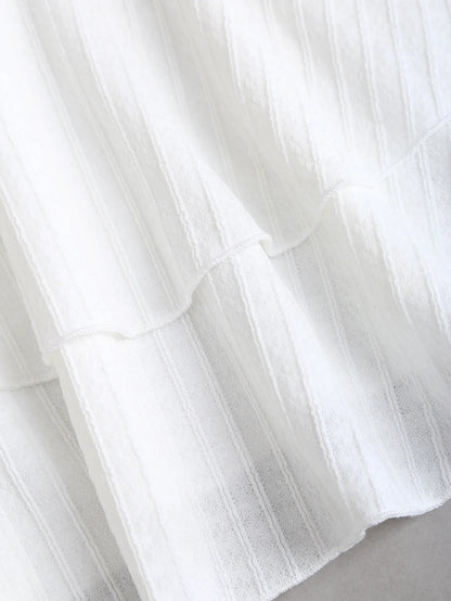 White Halter Neck Mini Dress Women's Ruffled Starfish Embellished Summer Casual Evening Gown