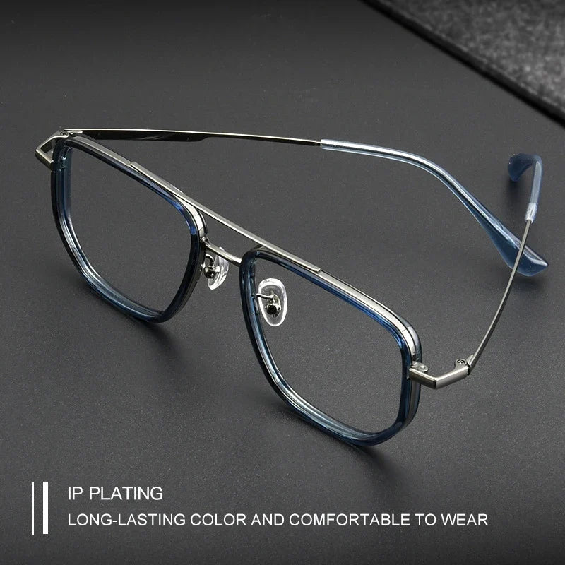Ultra Lightweight Titanium Frame TR90 Retro Polygonal Eyeglasses Frames Anti Blue Light Glasses Customizable Prescription