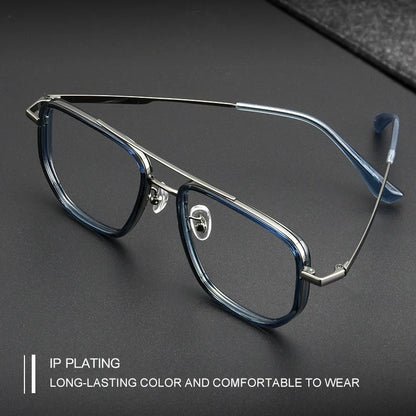 Ultra Lightweight Titanium Frame TR90 Retro Polygonal Eyeglasses Frames Anti Blue Light Glasses Customizable Prescription