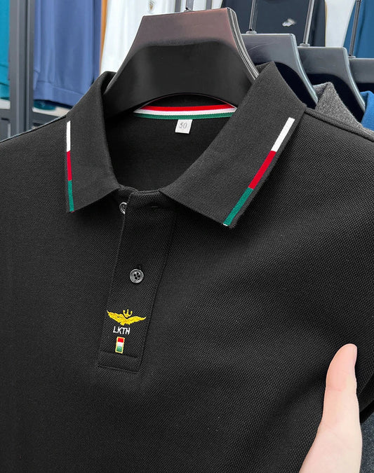 100% pure cotton long sleeved men's polo shirt autumn luxury brand custom embroidery design fashionable golf top casual T-shirt
