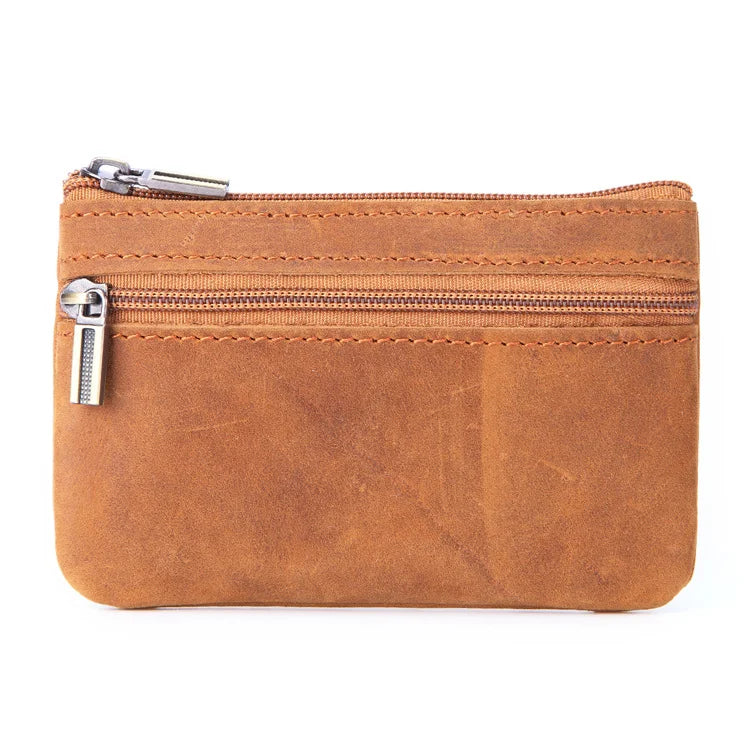 New Cow Leather Men's And Women's Change Vintage Coin Bag Headphone Purse Storage Mini Bag For Man And Woman