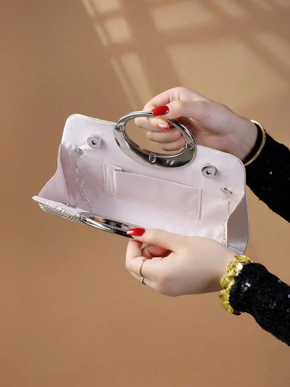 Women's Sparkling Glitter Crystal Evening Bag, Handbag And Crossbody Bag With Simple And Elegant Design, Suitable For Wedding