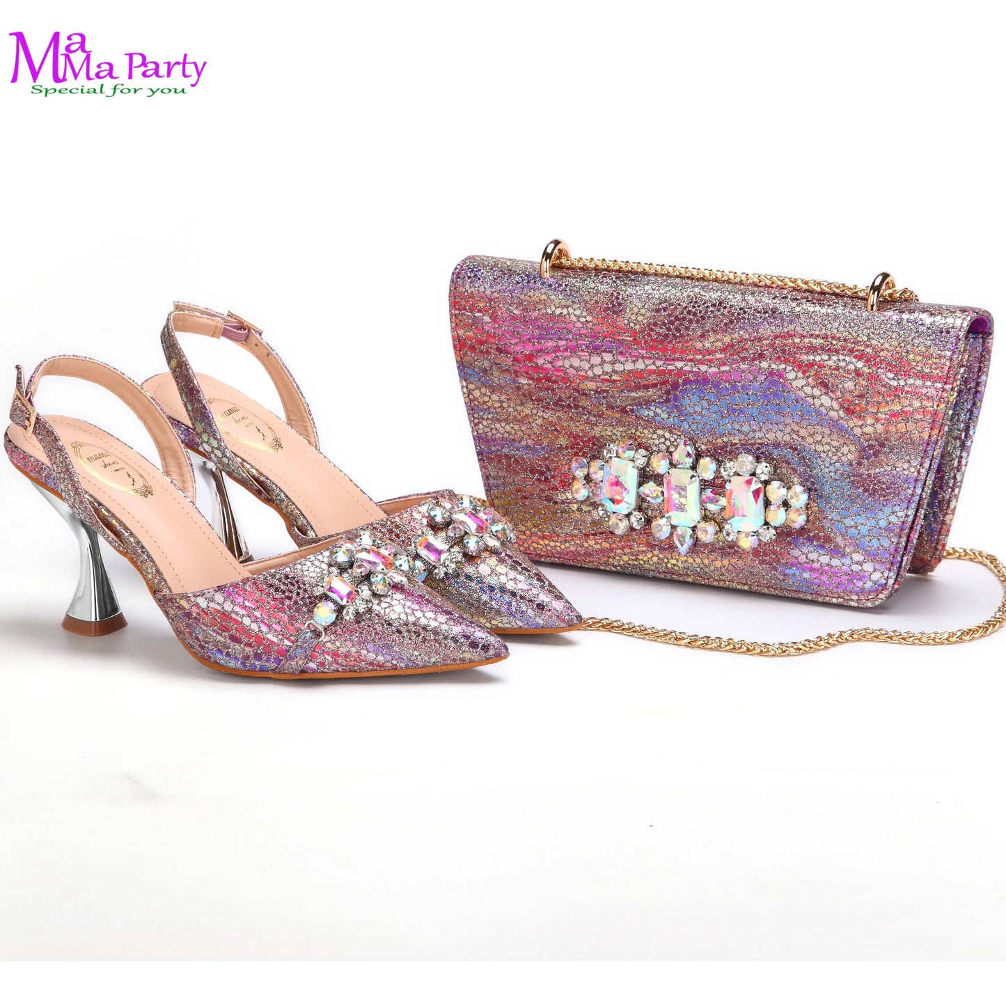 Wine Fashion Leisure Style 2025 New Coming Nigerian Women Shoes Matching Bag Set Pointed Toe High Quality  For Wedding Party
