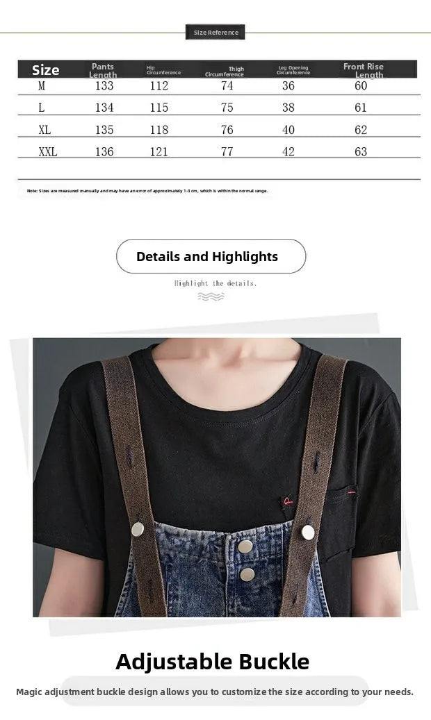 Anti-Aging High Waist Loose Women's Denim Overalls Korean Sle Summer Faion Thinming Harem Nine-Piece Pants