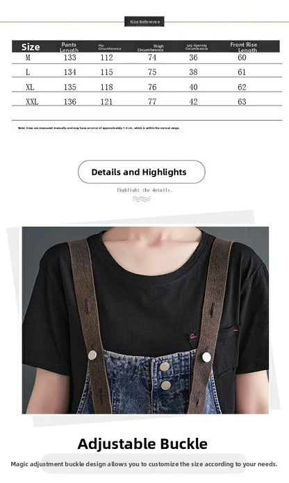 Anti-Aging High Waist Loose Women's Denim Overalls Korean Sle Summer Faion Thinming Harem Nine-Piece Pants