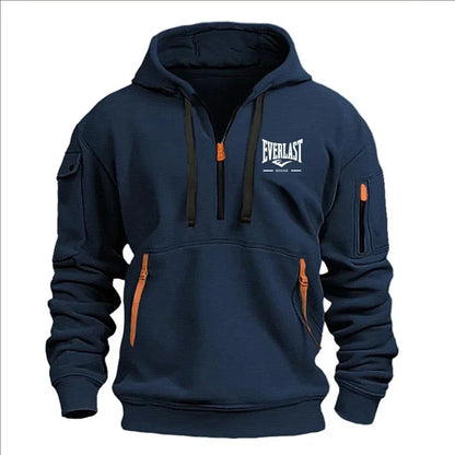 Modo herfst en inverno herenmerkkleding ontwerp met mealous ritsen bedrukte moletom com capuz casual losse trui met capuchon