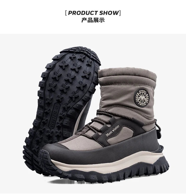 Men's Winter Boots 2026 New Snow Boots Thickened Warm Boots Waterproof Non-Slip Winter Shoes Thick Sole Cold-Proof Shoes