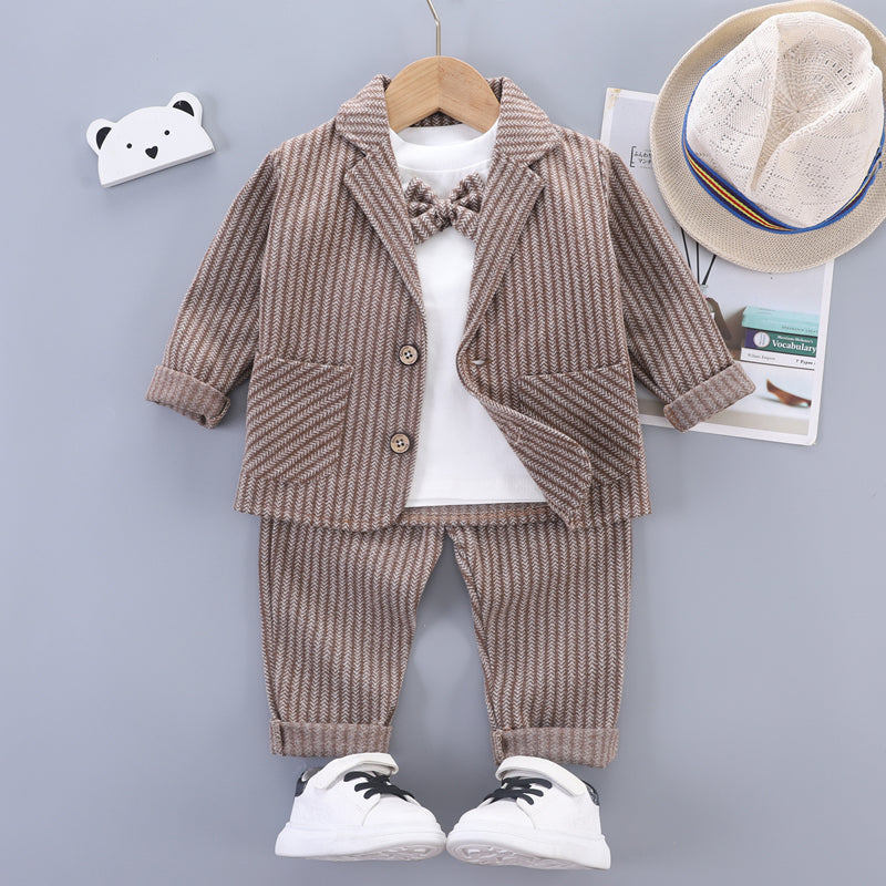 Baby Clothes Sets Children Suits Autumn Kids Gentleman Style Suit Coats T-Shirt Pants 3pcs Infant Boys Outfits 1 2 3 4 YEARS
