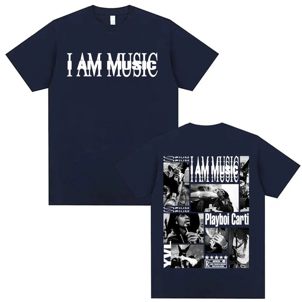 Rapper Playboi Carti I AM MUSIC Album Logo T Shirt Mens Clothing Hip Hop 90s Vintage Tshirt Male Casual Cotton Oversized T-shirt