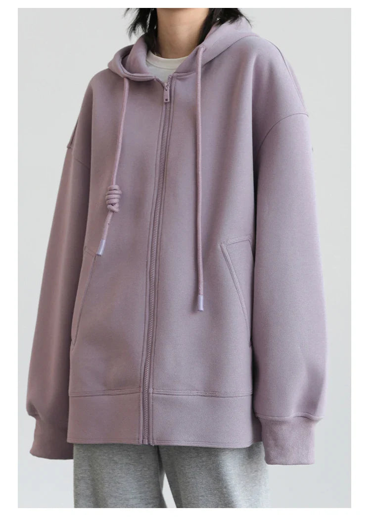 Women Sweatshirts Hoodies Solid Loose Casual Hooded Female Tops Lady Coat Medium Length Overcoat Spring Autumn 2025