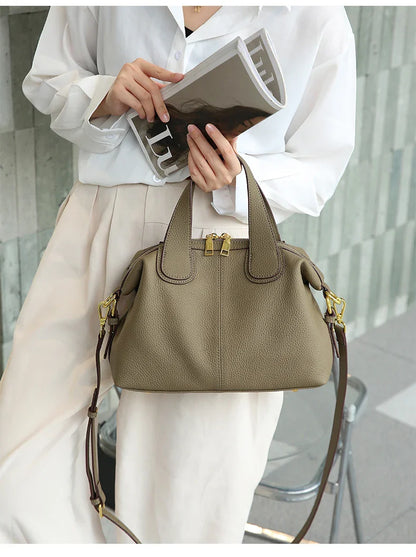 Women's Bag 2025 Trend Natural Cow Leather Bag Female Retro Cowhide Crossbody Bags Ladies Large Capacity Shoulder Bag Women