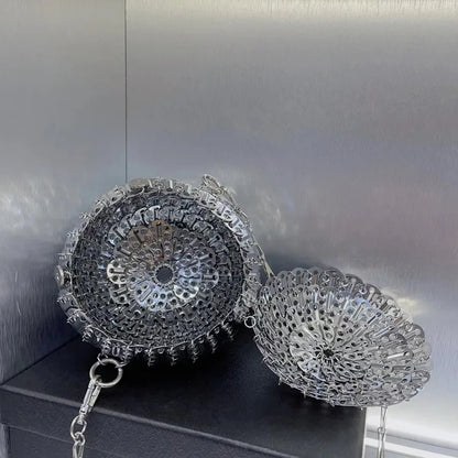 Designer Aesthetic Bags Women's Bag Handmade Woven Metal Sheet Metal Ball Shoulder Bag Women Luxury Holiday Party Evening Bag