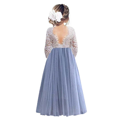 Princess Party Lace Flower Girl Dress Baby Kids Summer Wedding Birthday Dresses Children Clothing 2 4  6 8 10 12 14