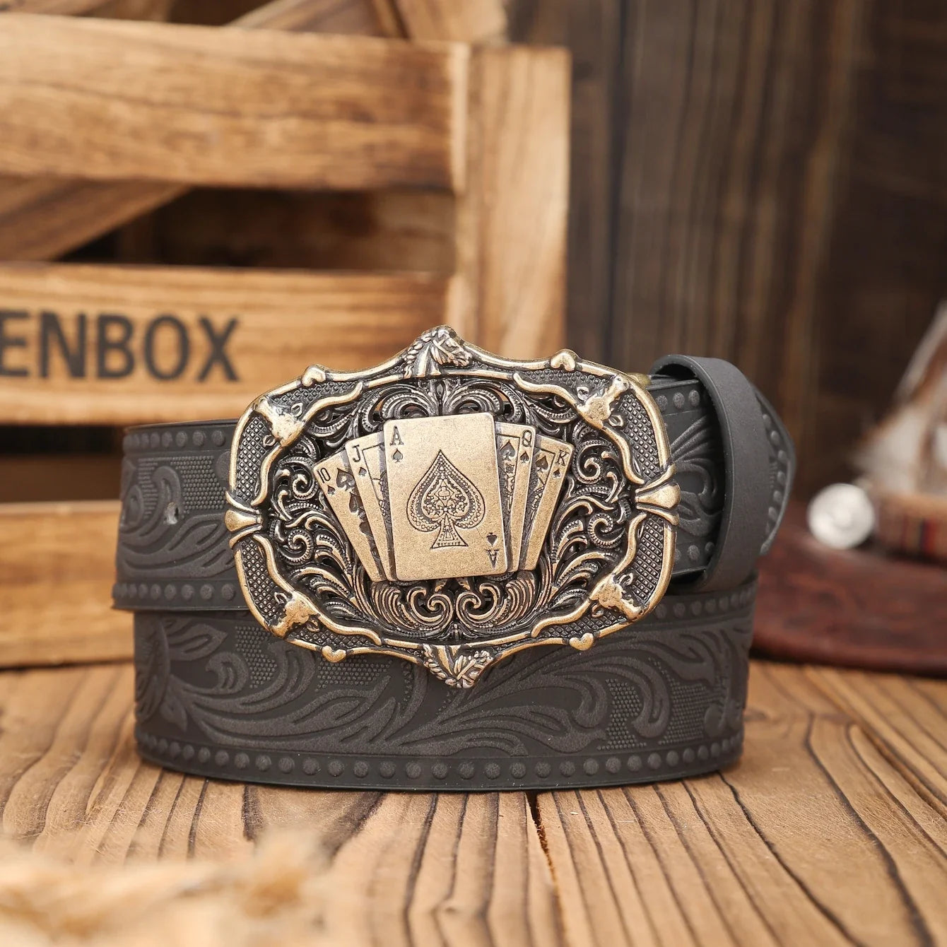 A Western-Buckle PU Belt Suitable for Both Men and Women, A Unique and Retro Brown Belt (With Perforated Nails Included)