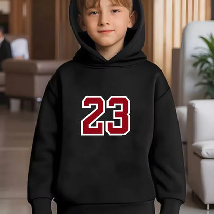 Black 3-12 Years Children's Hoodie+Pants Suit White Girl Sweatshirt Sets Boys Pants Suits Basketball Jersey Number 23 Clothing