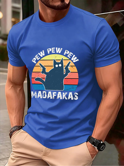 Pew Pew Pew Madafakas Prints Men'S T-Shirt Cotton Summer O-Neck Short Sleeve Tops Soft Oversized T Shirt Casual Mens Clothes