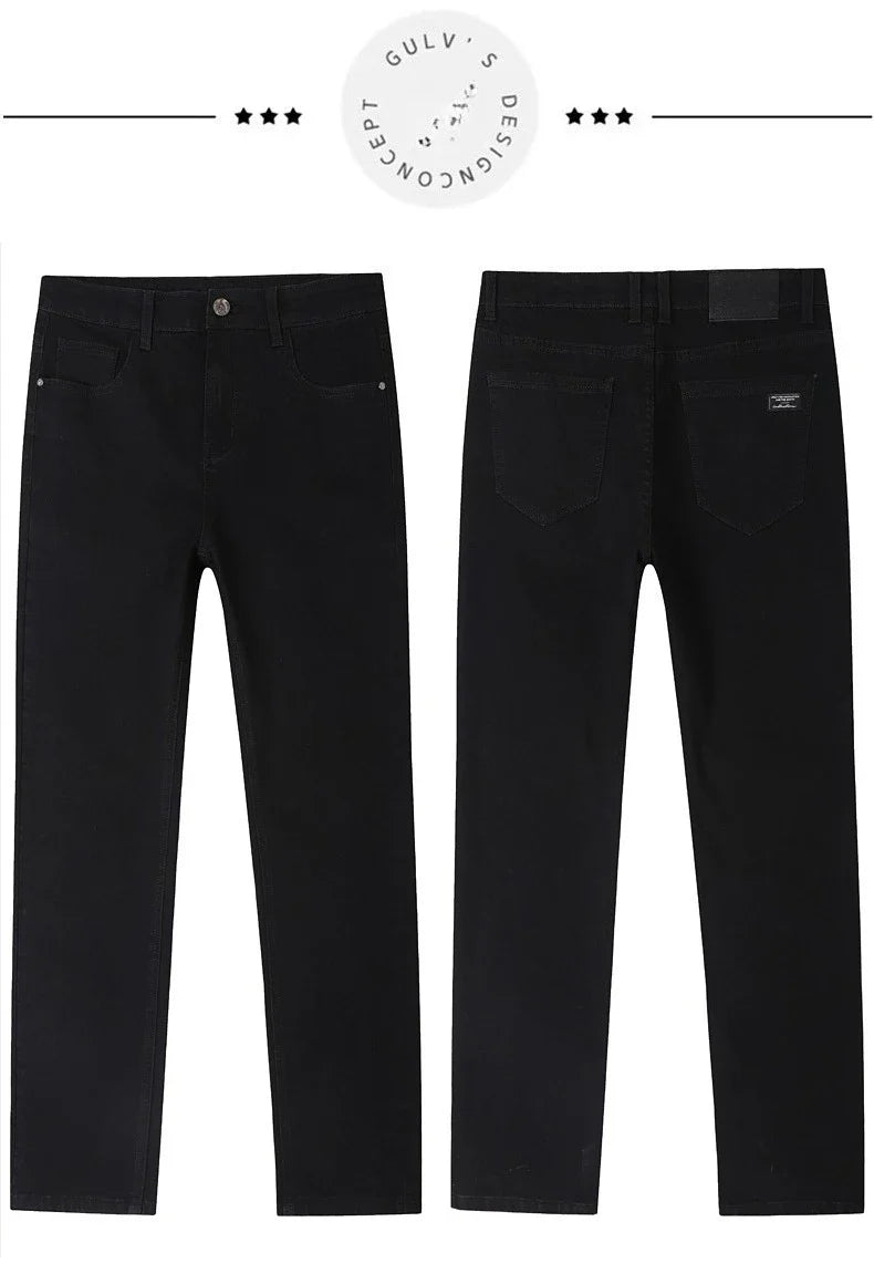 Men's New Stretch Straight Jeans Business Versatile Trendy Youth Casual Regular Long Pants for Spring Autumn Male Denim Trousers