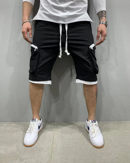 Men‘s Cargo Shorts Cotton Workout Fitness Shorts Breathable Jogger Training Gym Bodybuilding Multi Pocket Thick Shorts