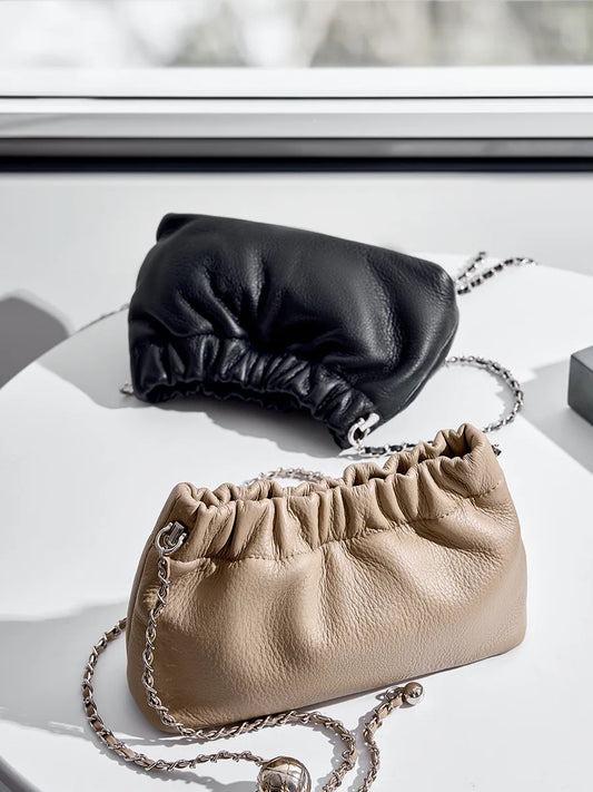 Genuine Leather Women Shoulder Bags Luxury Brand Small Chain Flap Bags for Ladies Handbag Natural Cowskin Female Crossbody Bags