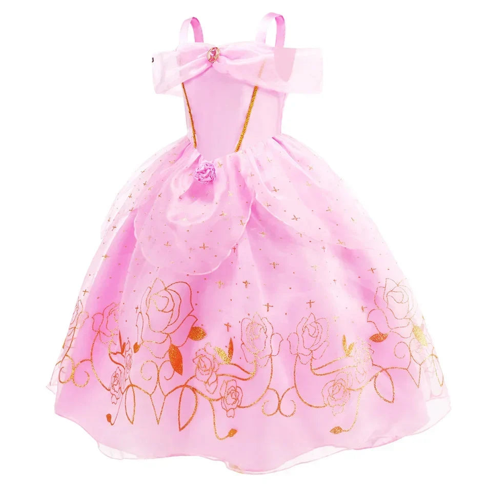 Aurora Dress for Girls Sleeping Beauty Costume Kids Birthday Halloween Party Disguise Dresses Up