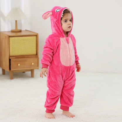 Cute Monkey Tiger Dinosaur Cosplay Costumes Boys Girls Toddler Animal Jumpsuit Baby Rompers Infant Clothes Pyjamas Kids Kigurumi