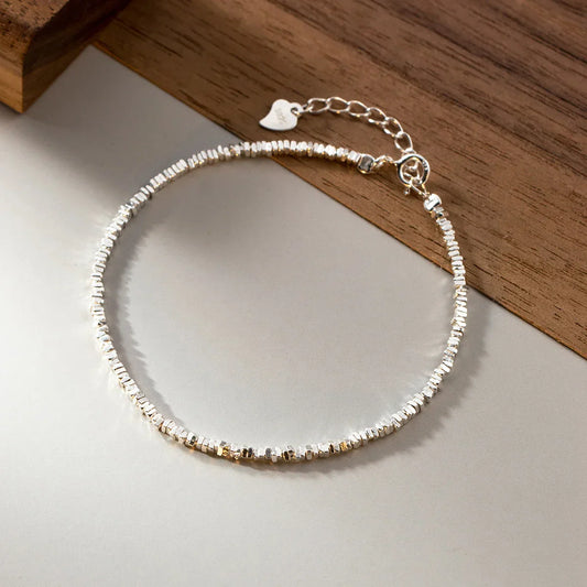 Véritable bracelet en argent sterling 925, design géométrique simple, pour filles, femmes, chaîne de base tendance, bijoux de soirée raffinés