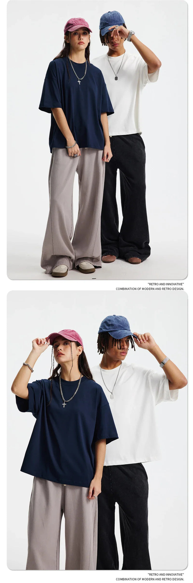 New Men Summer Boxy 275gsm Cotton T-Shirts Retro Unisex Oversized Short Version Basic T Shirt Brand Tees HY1070