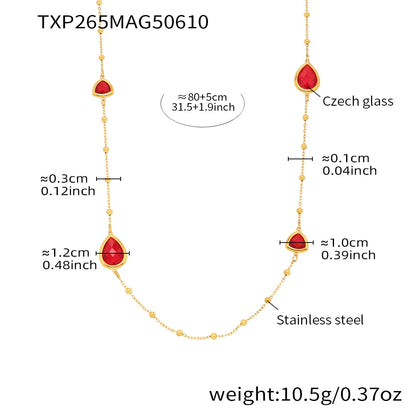 Nivora Hyperbole Overlength Stainless Steel Chain Necklace For Women Water Drop Glass Necklace Wedding Jewelry Accessory