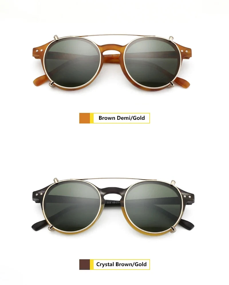 Steampunk Style Clip On Sunglasses for Men Women Anti Blue Light Glasses+Polarized Clip Fashion/Retro Computer Eyewear