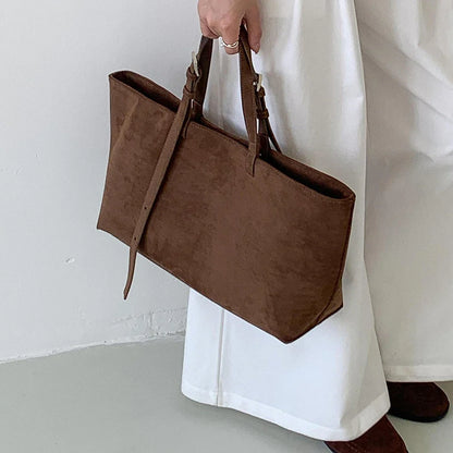 Retro Faux Suede Tote Women Bag Large Capacity Shoulder Bags for Women 2026 Matte Texture Designer Handbags and Purses Shopper