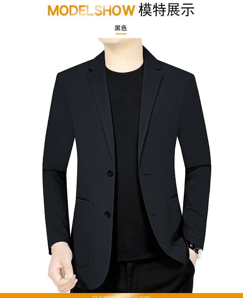 New Summer Man Thin Sunscreen Blazers Jackets Solid Business Casual Suits Coats Male Slim Elastic Blazers Jackets  Clothing 4XL