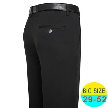 Spring Summer Men's Casual Pants Stretchy Suit Pants Formal Business Trousers Plus Size 46 48 Classic Navy Blue Trousers
