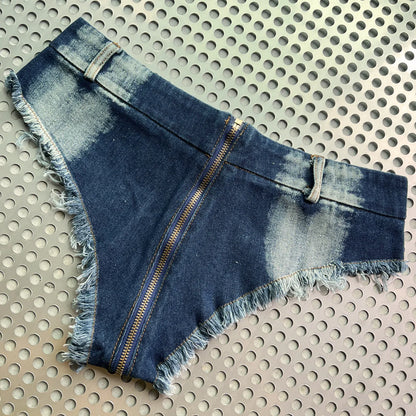 2026 New Ultra Low Waisted Tassel Sexy Denim Short Jeans Women Nightclub