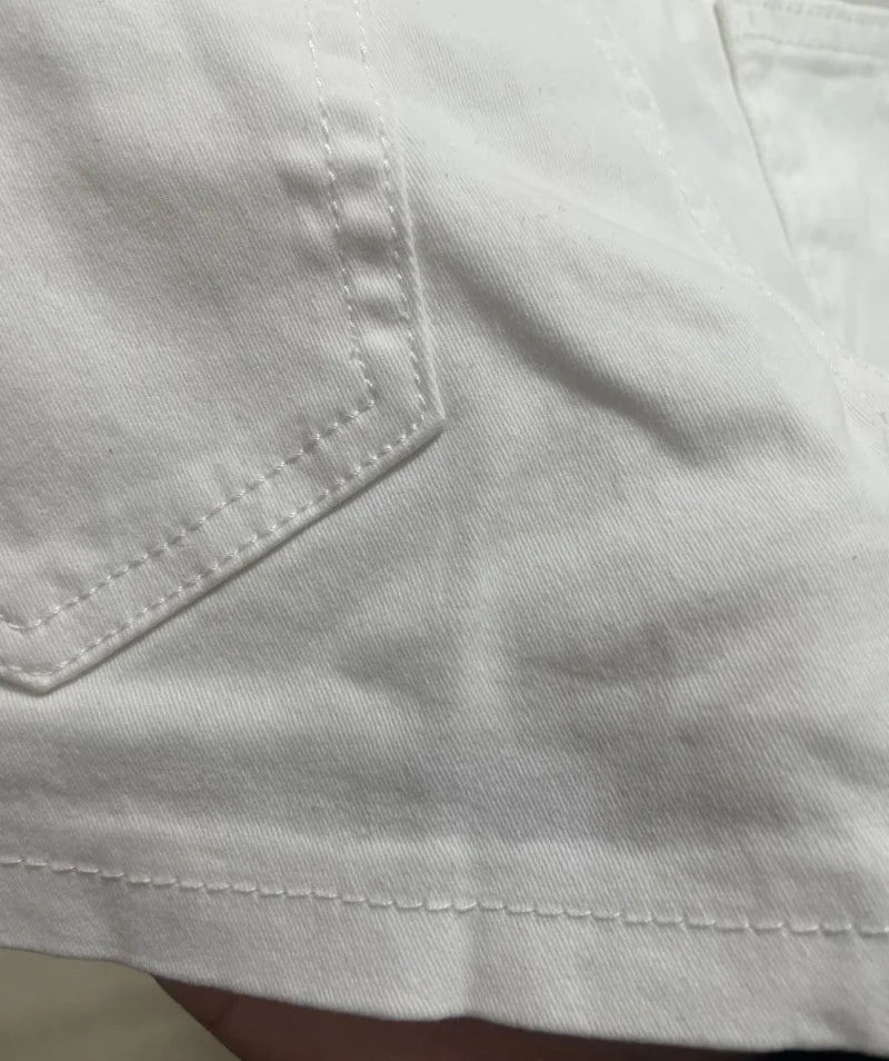 Sexy Low Rise Denim Super Shorts White Women's Summer Rivet Skinny Hot Pant Black Y2k Micro Short Jeans Korean Style Booty Short