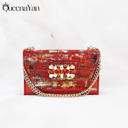 New Women High-Heel Shoes Elegant Wine Rhinestone Metallic Diamond Accents Paired with Match Handbag Exquisite Special-Material