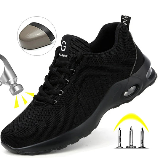 Air Cushion Work Safety Shoes For Men Women Breathable Work Sneakers Steel Toe Work Shoes Anti-puncture Safety Protective Shoes