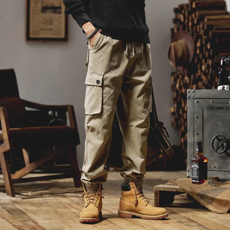 Joggers Cargo Pants Mens Casual Hip Hop Multi-Pocket Male Trousers Sweatpants Streetwear Techwear Tactical Khaki Pants BLW9106