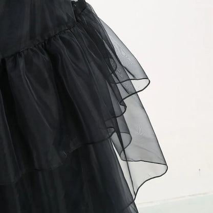 Girls Princess Dress Child Birthday Party Layered Disguise Kids Cosplay Halloween Fantasy Dark Gothic Dancing Costume 4-12Years