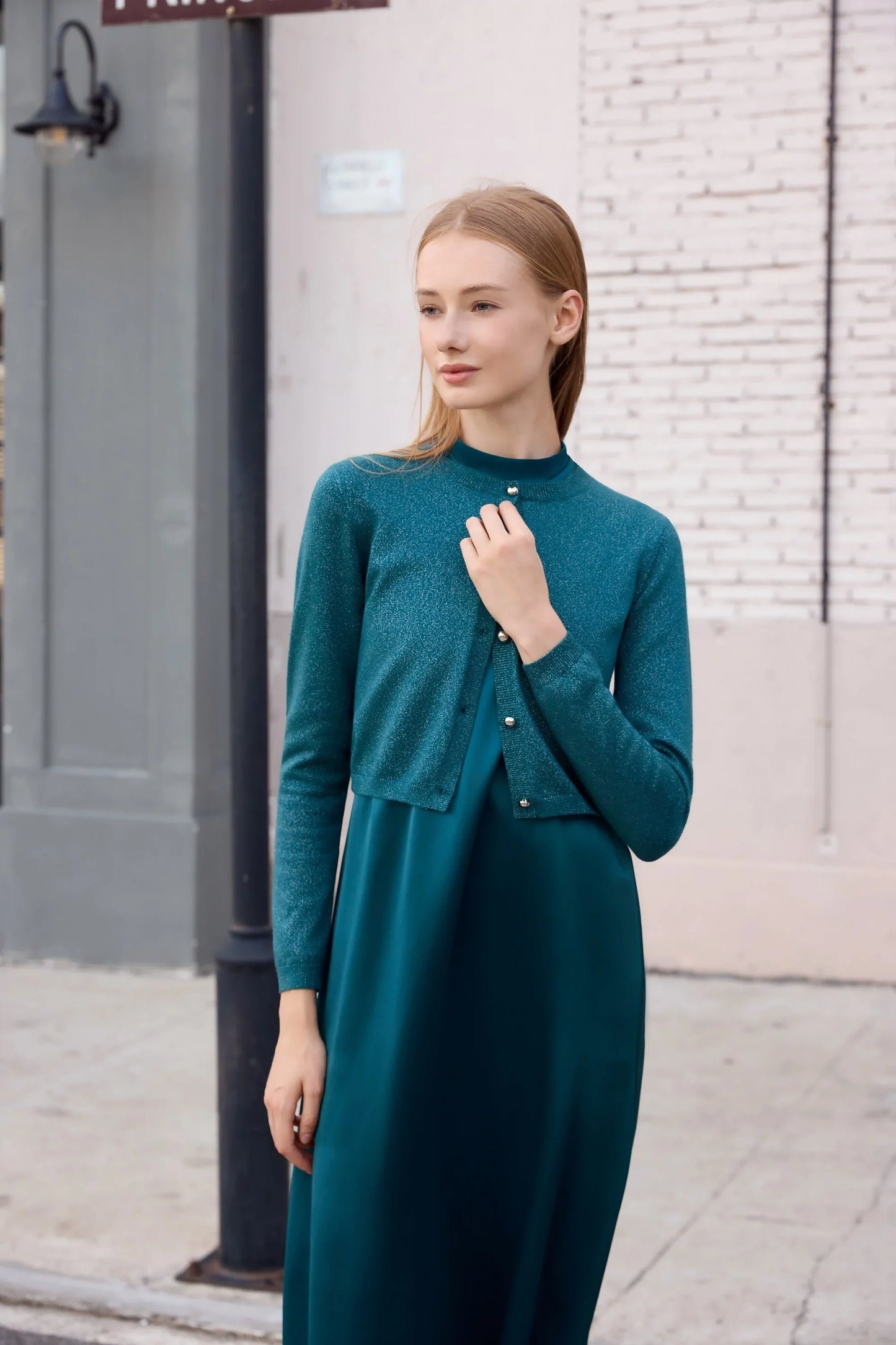 AP Women 2026 Autumn and Winter Modal Shirt and O Neck Acetate Satin Maxi Dress Lurex Cardigan High Quality Lady Clothing