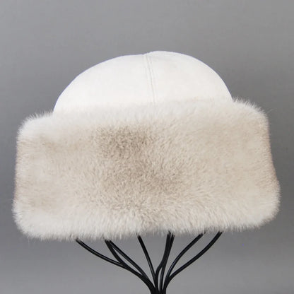Hot Sale Faux Mink Fur Hat Winter Genuine Baseball Cap Russia Fashion Elegant Lady Warm Faux Fur Ball Straw Hat
