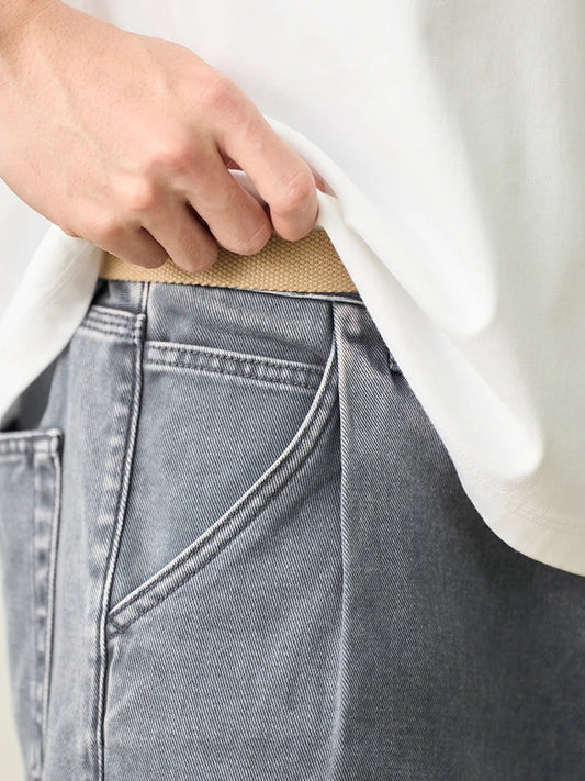 2025 Summer New 11.3oz Washed Vintage Denim Shorts Men Plus Size Shorts Plus Size Brand Clothing