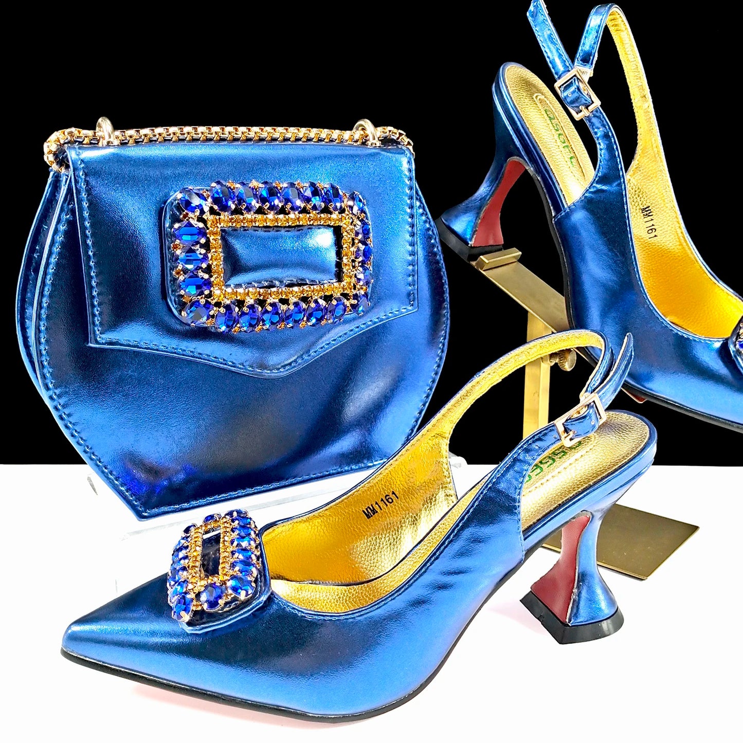 Italian Design Rhinestone-encrusted Ladies Party Shoes And Special Bag Women High Heels Wedding Dual Purpose Bag