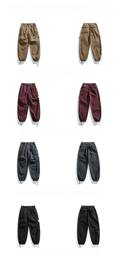 Japanese Vintage Cargo Pants Men Premium Cotton Loose Fit Straight Leg American Fashion Casual Trendy Streetwear Long Workwear