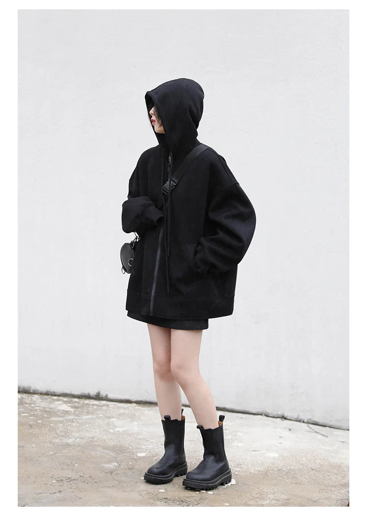Women Sweatshirts Hoodies Solid Loose Casual Hooded Female Tops Lady Coat Medium Length Overcoat Spring Autumn 2025