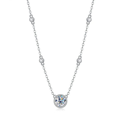 1CT GRA Certified Moissanite Necklace for Women Lab Created Diamond 925 Silver Pendants 18k Gold Plated Jewelry