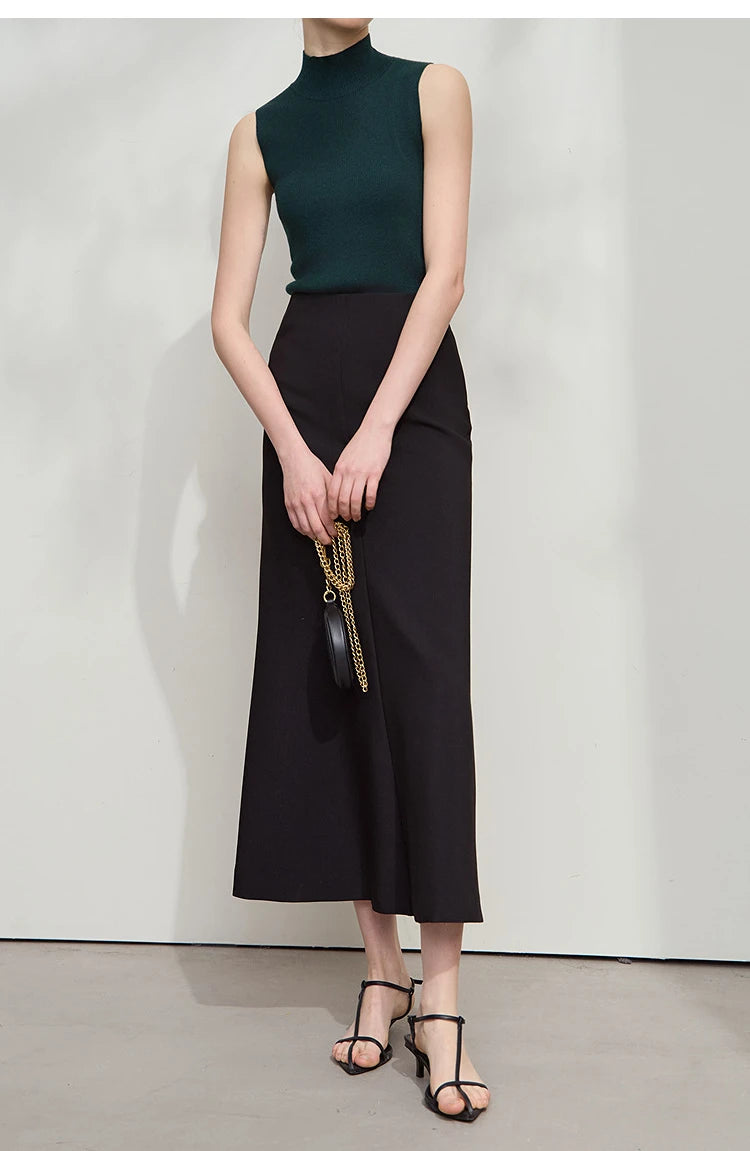 Minimalist Skirt Mermaid For Women 2025 Spring New Elegant Office Lady Solid Mid Length Slim Thin Elastic Skirts 12521065