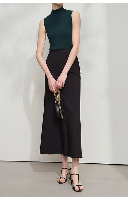 Minimalist Skirt Mermaid For Women 2025 Spring New Elegant Office Lady Solid Mid Length Slim Thin Elastic Skirts 12521065