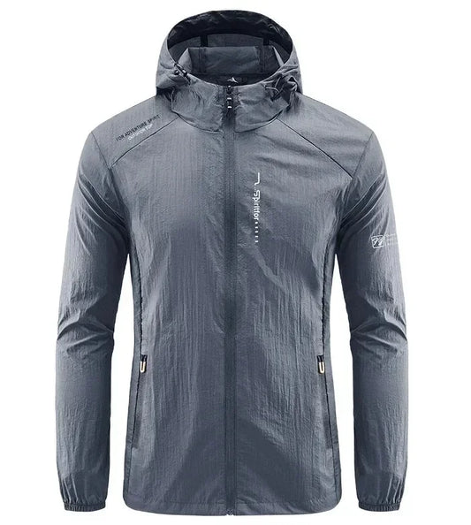 Men's UPF 50+ UV Protection Windbreaker Quick Dry Jacket Outdoor Sun-Protective Thin Hiking Fishing Cycling Hooded Sport Light